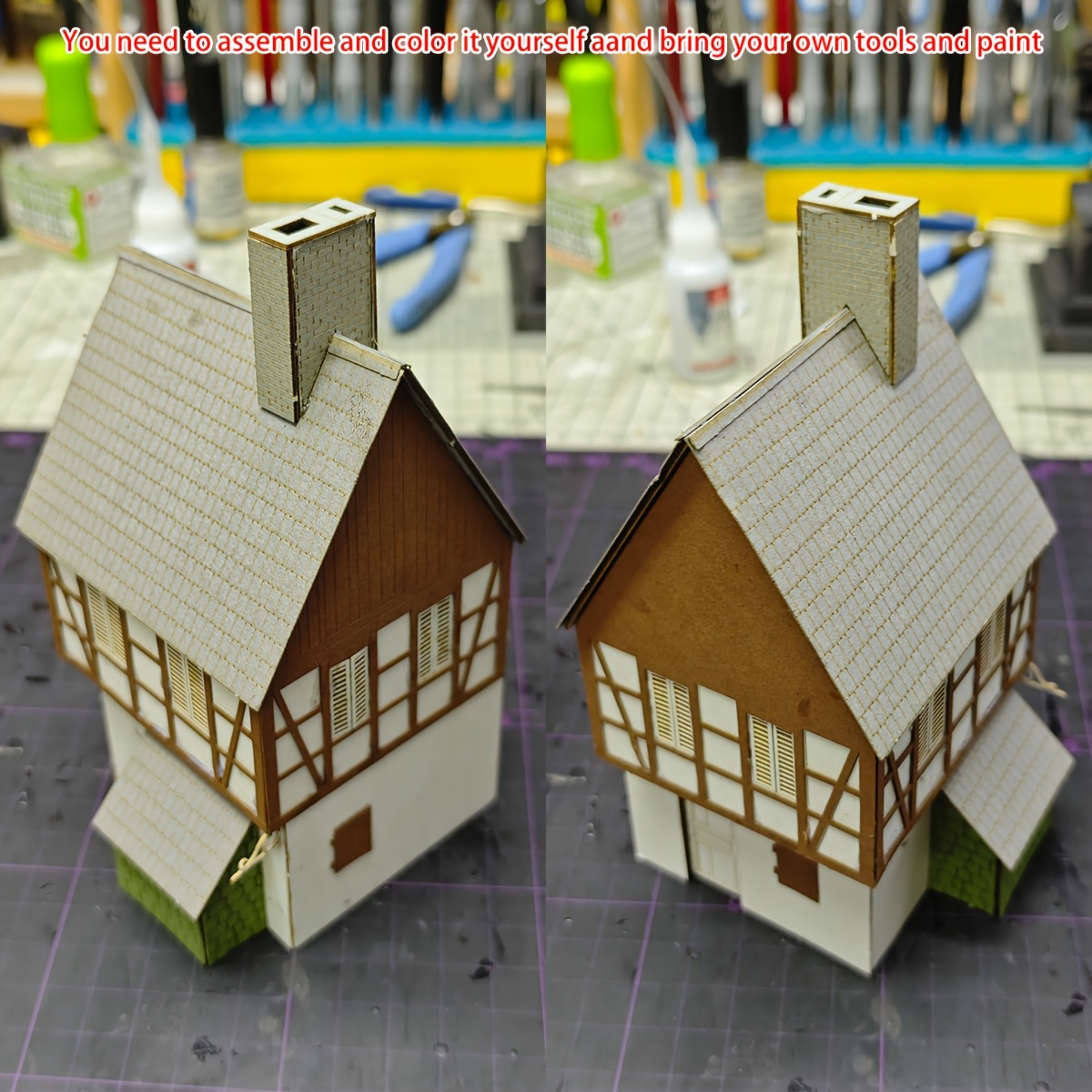 Detached House And Railway Setup Model Kit, Diorama