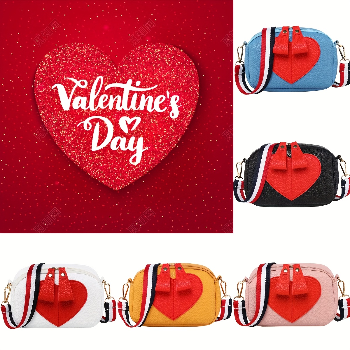 

Sac Bandoulière Chic en de Cœur pour la Saint-Valentin - Mini Sac à Épaule Tendance avec Fermeture Éclair, Disponible en Blanc/Rose/Bleu/Jaune/Noir