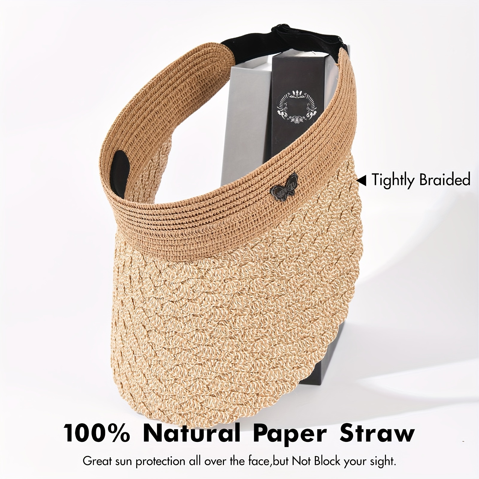 1pc Packable Sun Straw Sun Visor For Women Men Wide Brim Ponytail Beach Hat  Summer Travel Foldable Hand Woven Straw Hat, High-quality & Affordable