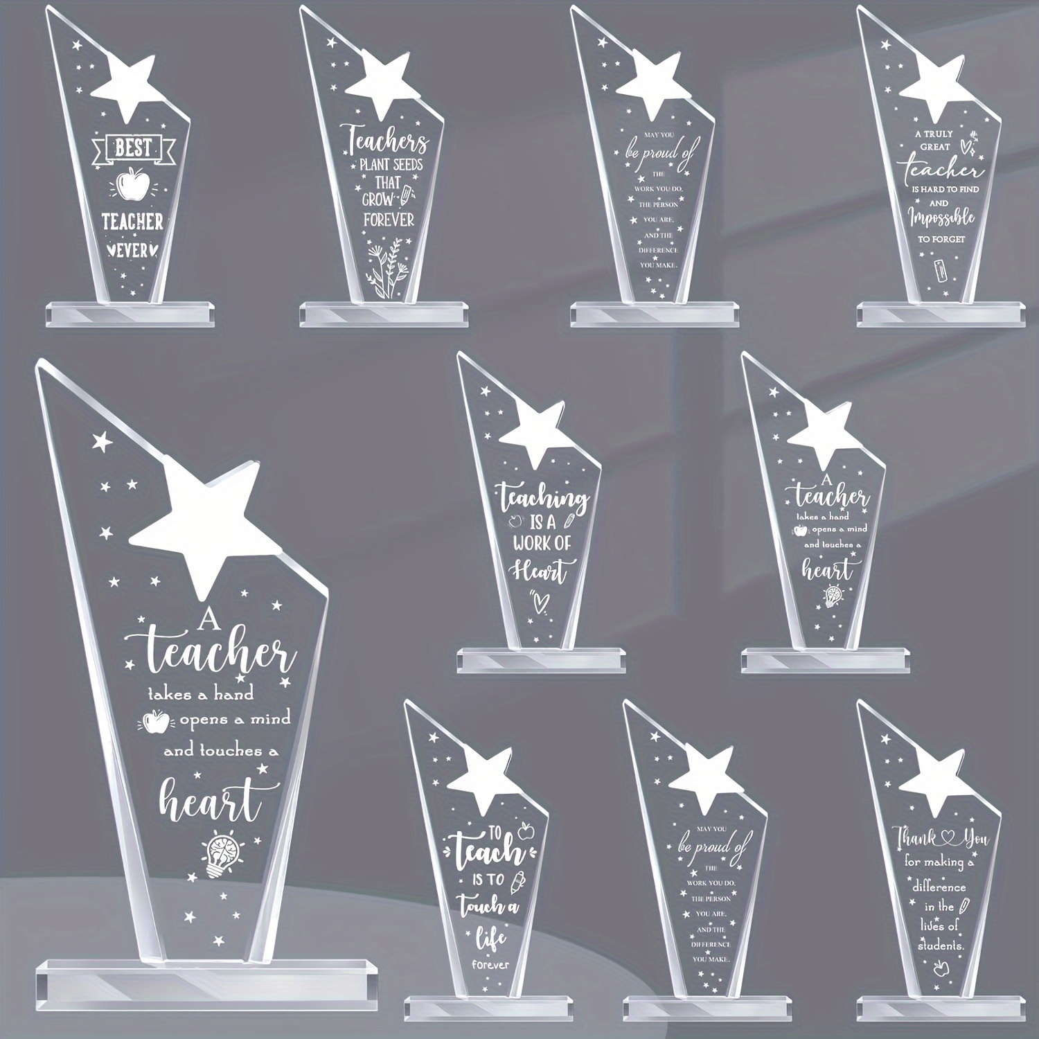 1pc personalized acrylic teacher appreciation award trophy customizable with name message   desk plaque english language with tabletop display for multipurpose decor ideal for thanksgiving christmas graduation
