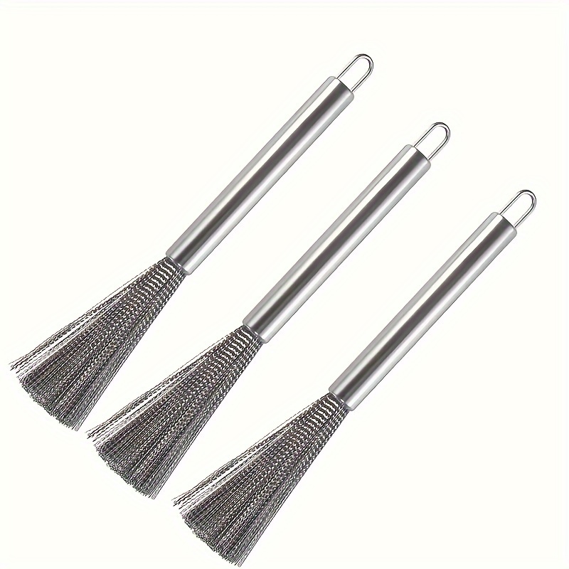 

3-pack Stainless Steel Kitchen Scrubbers - Long Handle Pot Brushes For Effortless Cleaning, Durable Wire Bristles For Pots & Dishes Kitchen Utensils Set Utensils For Kitchen