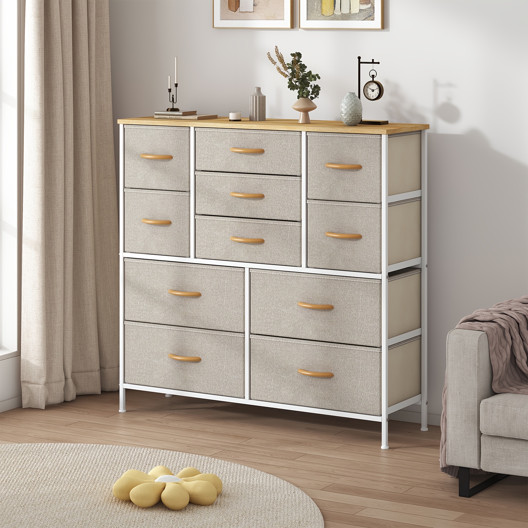 Winkalon 11-drawer Cabinet, , Mdf Tabletop, Fabric Drawer Cabinet, With Adjustable Cabinet Feet And Anti-tip Device, Suitable For Bedrooms, Living Rooms, Closets And , Storage Drawer Units