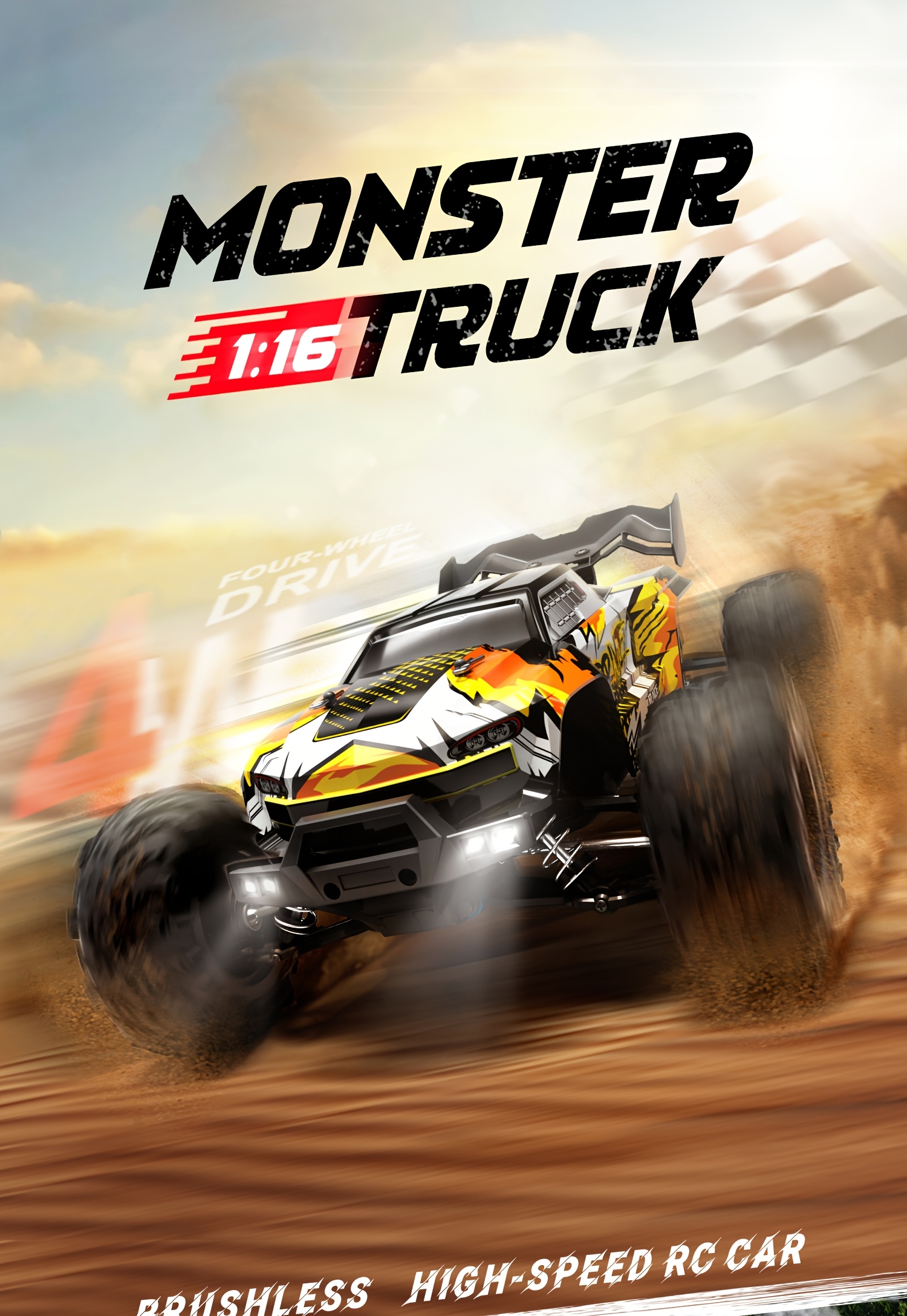 1:16RC Car, Off-road RC Car, All-terrain Toy RC Car, Brushless Motor, 70 Km/h Speed, Racing Car Toys For Kids And Adults, The Most Ideal Gift