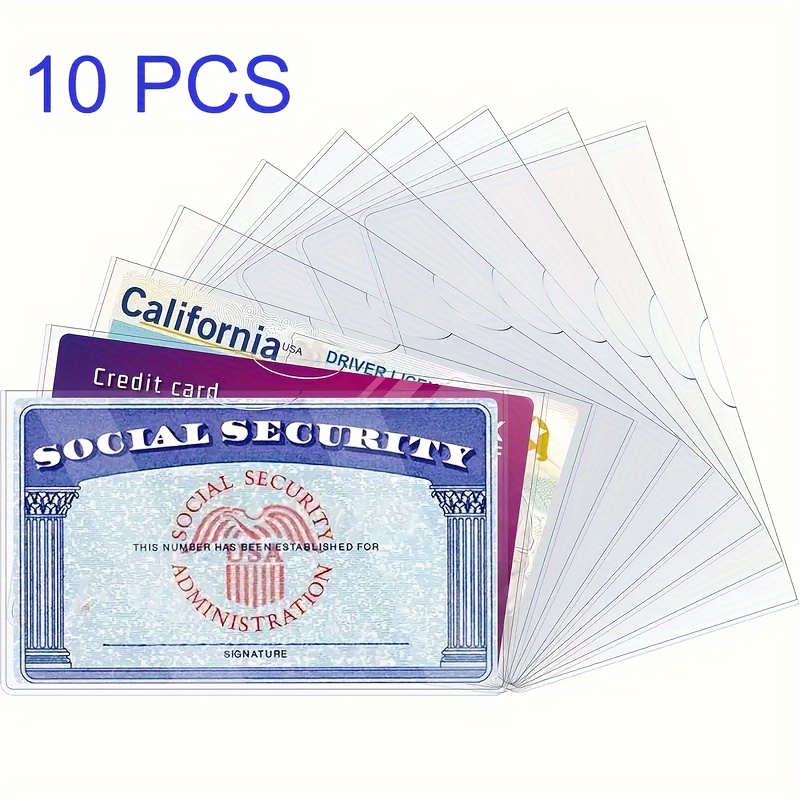 

10-pack Pvc Card Sleeves, Transparent Waterproof Protector For Credit, Id, And Medical Cards - Heavy Duty Card Holder Case