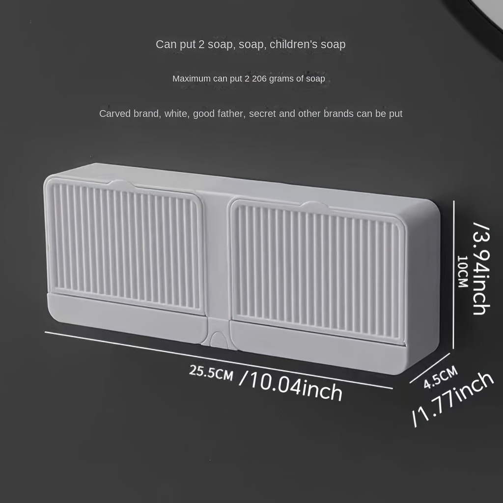 TEMU Soap Dish No-drill Wall-mounted Soap Holder With Lid Drain Soap Foaming Box Dish For Dormitory, Internet Celebrity Large Capacity Multifunctional Soap Storage Rack Removable Easy To -saving