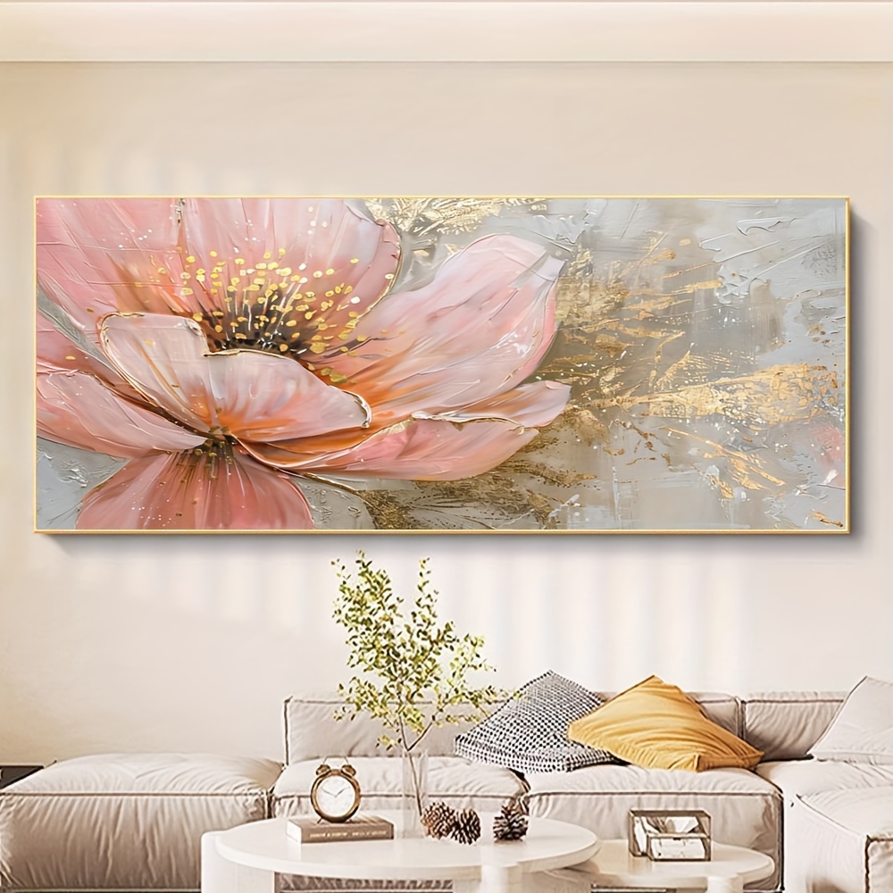 

Modern Abstract Pink Flowers Canvas Art, 23.62x47.24in - Style Wall Decor For Living Room, Bedroom, Hallway - Gift