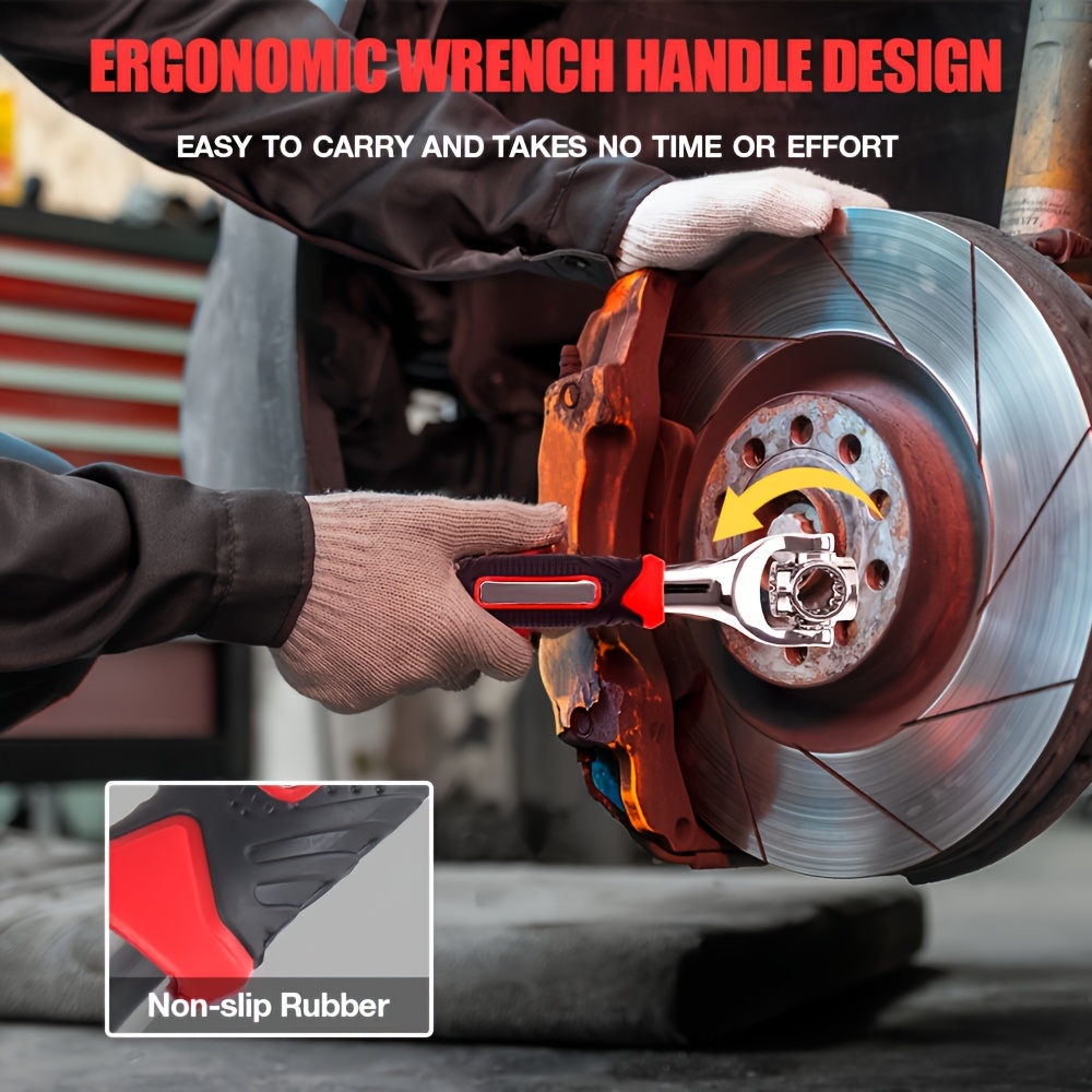 52 in 1 socket wrench set with non and 360 degree rotating head durable multifunctional tool for home and auto repairs red and handle 8 19mm universal wrench socket wrenc Product details 6