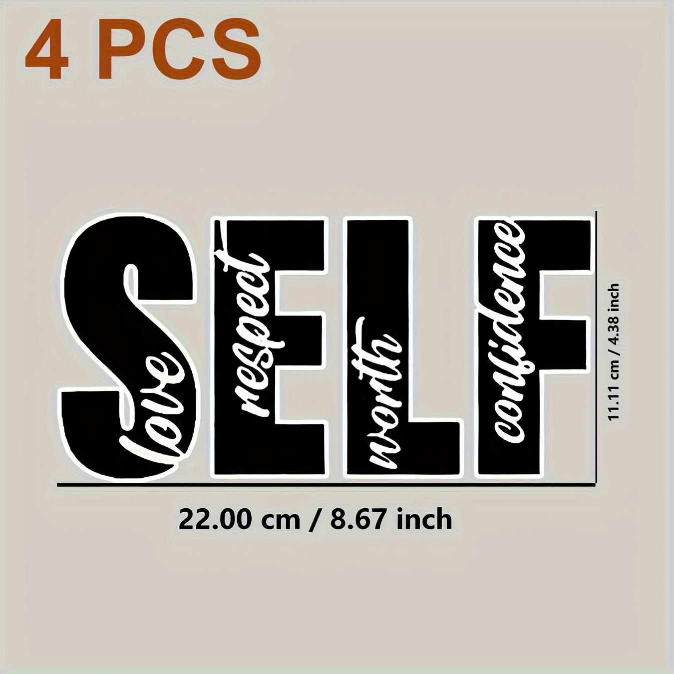 TEMU 4pcs Durable And Washable Heat Transfer Prints With A Self- And Inspirational Theme In Mixed Colors, Vinyl Prints, Heat Transfer Stickers,