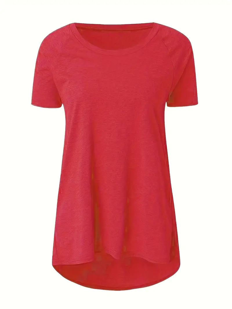 solid longline t shirt crew neck short sleeve t shirt casual womens clothing Product details 32