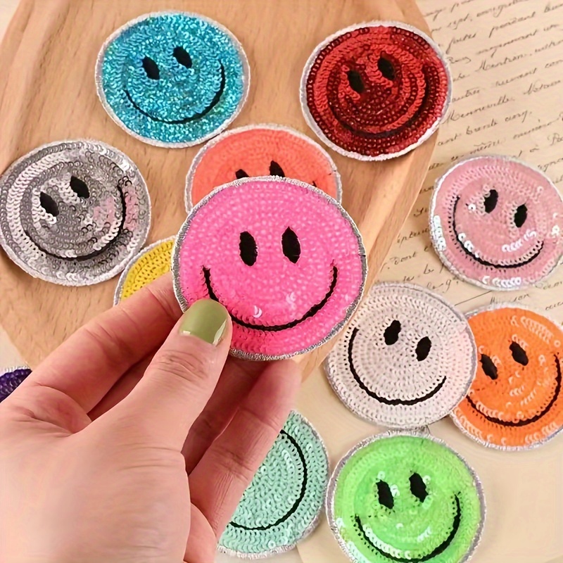 

8pcs Smile Clothing Patches, Iron-on Clothing Decoration, Embroidery Patches - Diy Sewing Clothing, , And Pants