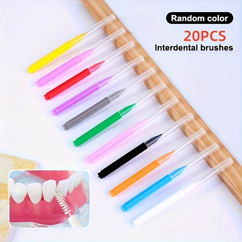 Image of 20/30pcs Type I Orthodontic Interdental Brushes, Colored Interdental Cleaning Heads, Teeth Care, Easy Sliding, Prevention Of Plaque , Essential Oral Hygiene Tools For Travel