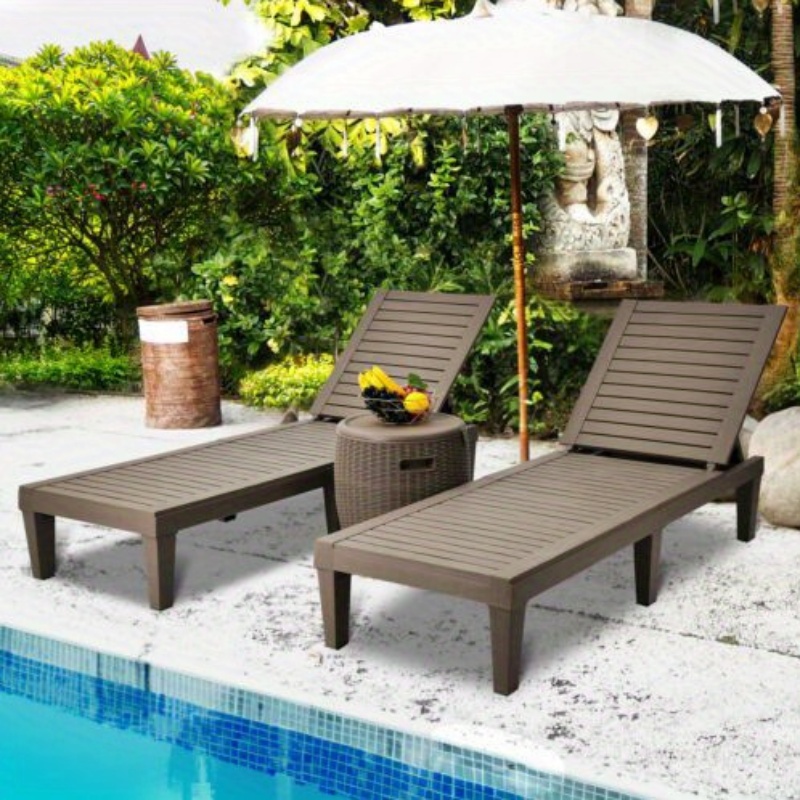 

2 Set Outdoor Chaise Lounge Chair Adjustable Patio Reclining Bench Loungers