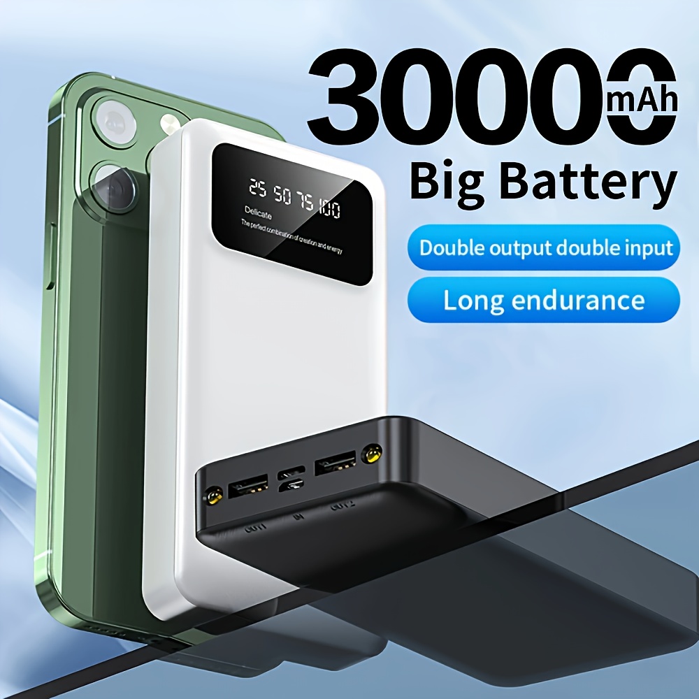 

30000mah Portable Usb Battery Pack, 5v2a Portable Fast Charging, Compatible With Multiple Electronic Devices, Flashlight, With Multiple Usb , For Apple 16/15/14