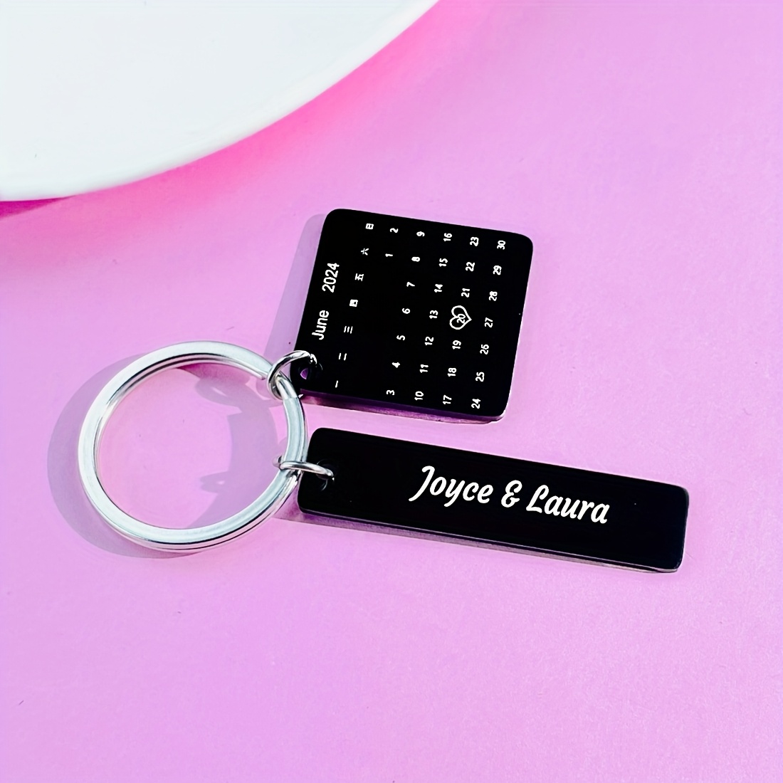 Personalized Stainless Steel Calendar Keychain