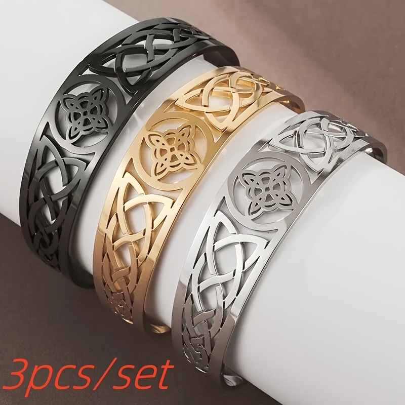 

A Stainless Steel Adjustable Open-ended Bracelet With A Knot, Celtic Witchcraft Talisman Jewelry, Suitable For Both Men And Women As A Birthday Gift.