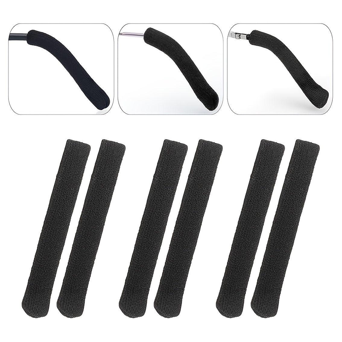Image of 3 Pairs Glasses Ear Grippers, Soft Knitted Glasses Ear Cushions, Glasses Ear Grips Non-slip, Suitable For Men Women Sports Work And Study