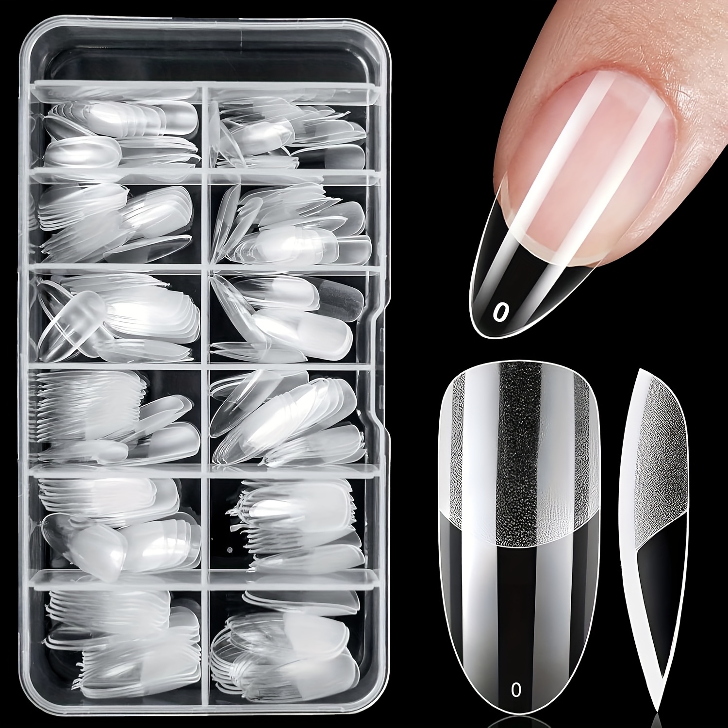 Image of 216pcs Of Oval-shaped Nail Tips, Semi-transparent Nails, Soft Gel Nail Tips, Full Cover False Nails, Transparent Gel Nail Tips, Used For Acrylic Nail Extensions And Nail Crafting