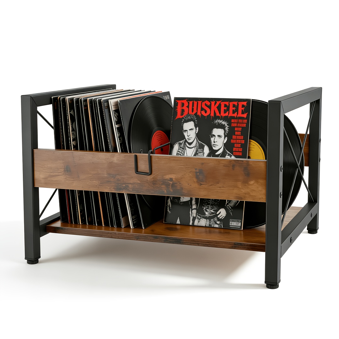 Wooden Vinyl Record Crate, Classic Cube Holder For Albums, Cds And Magazines, Desktop Organizer For Home And Office, Utility Racks