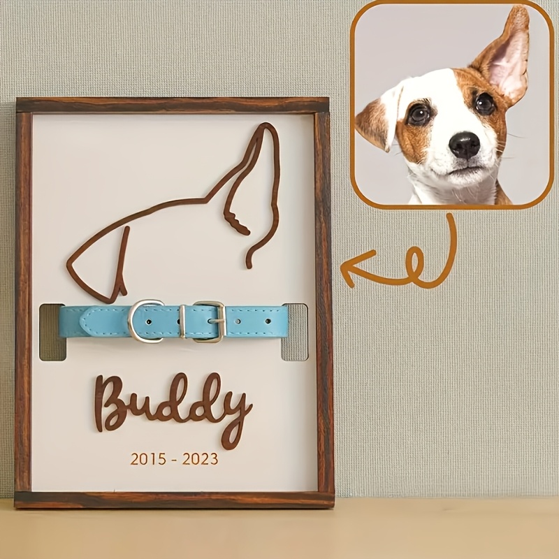 Custom Pet Memorial Frame - Handcrafted Wooden Silhouette Keepsake with Personalized Name And Date, No Power Required, Pet Owner'S Bereavement Remembrance, Anniversary Gift, Pet Memory Souvenir