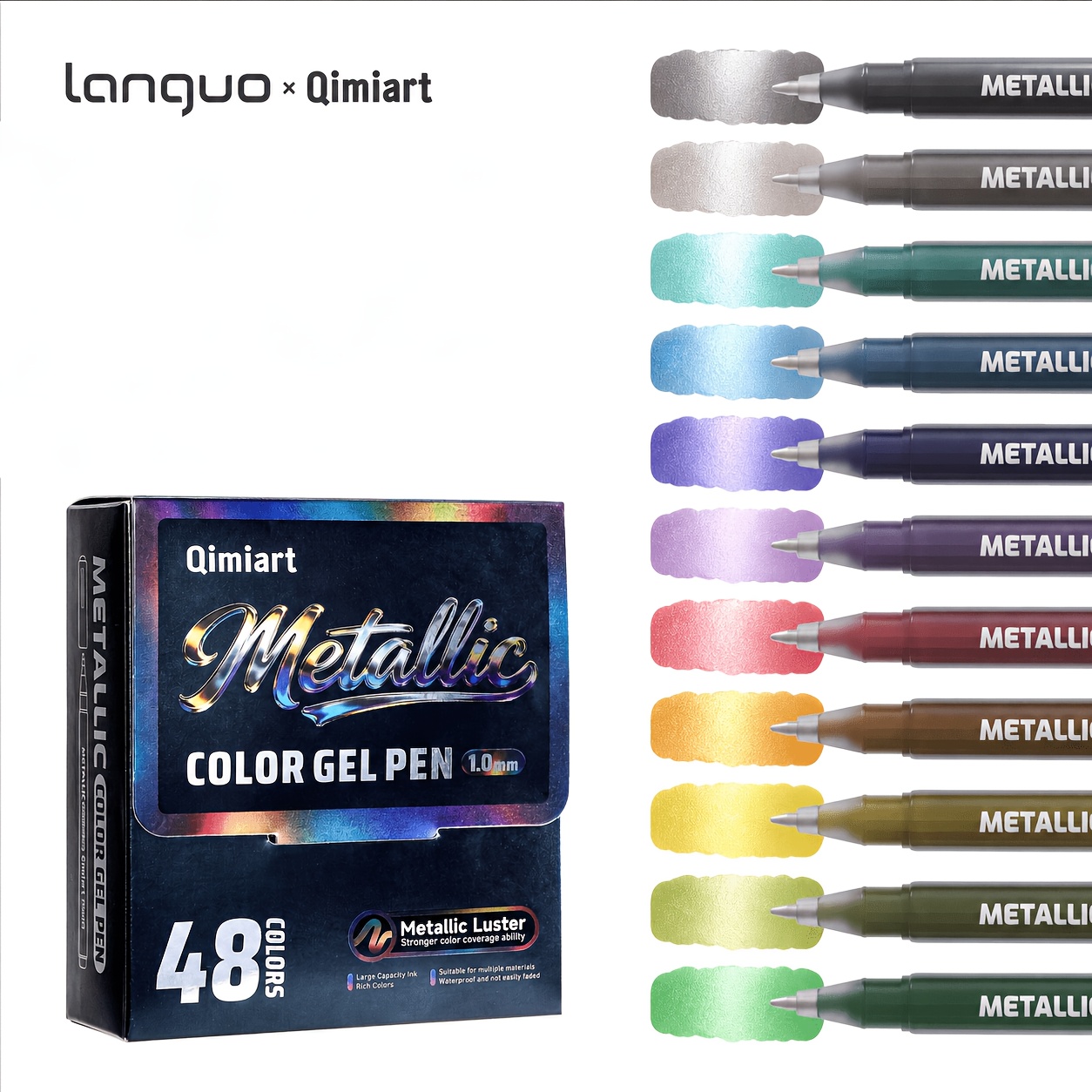 TEMU Languo 48 Color Metal Color Color Gel Pen Neutral Pen Set, Used For Art, Craft And Sewing Supplies, Painting Supplies, Art Tools, Engraving