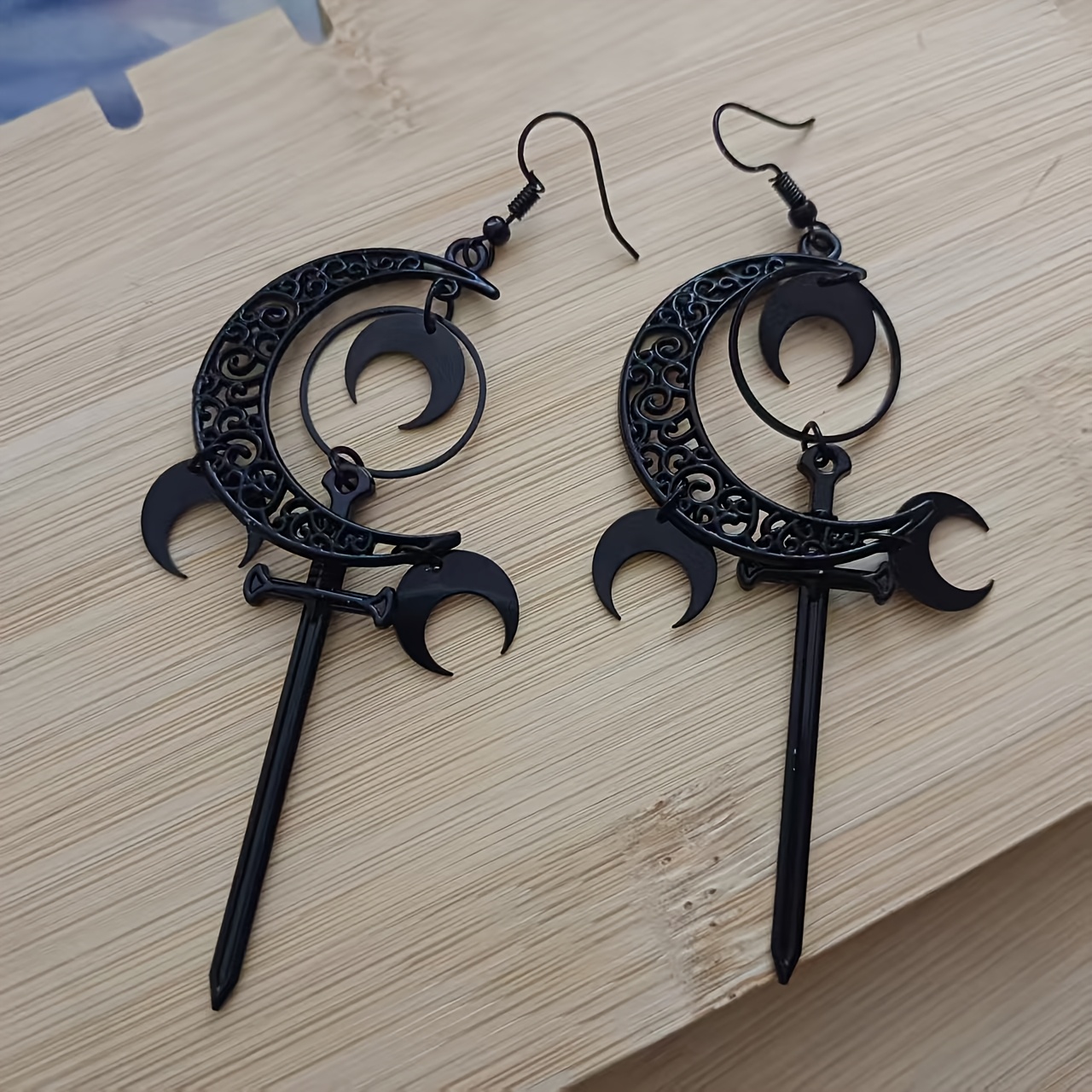 TEMU European And Crescent Sword Fashion Versatile Earrings