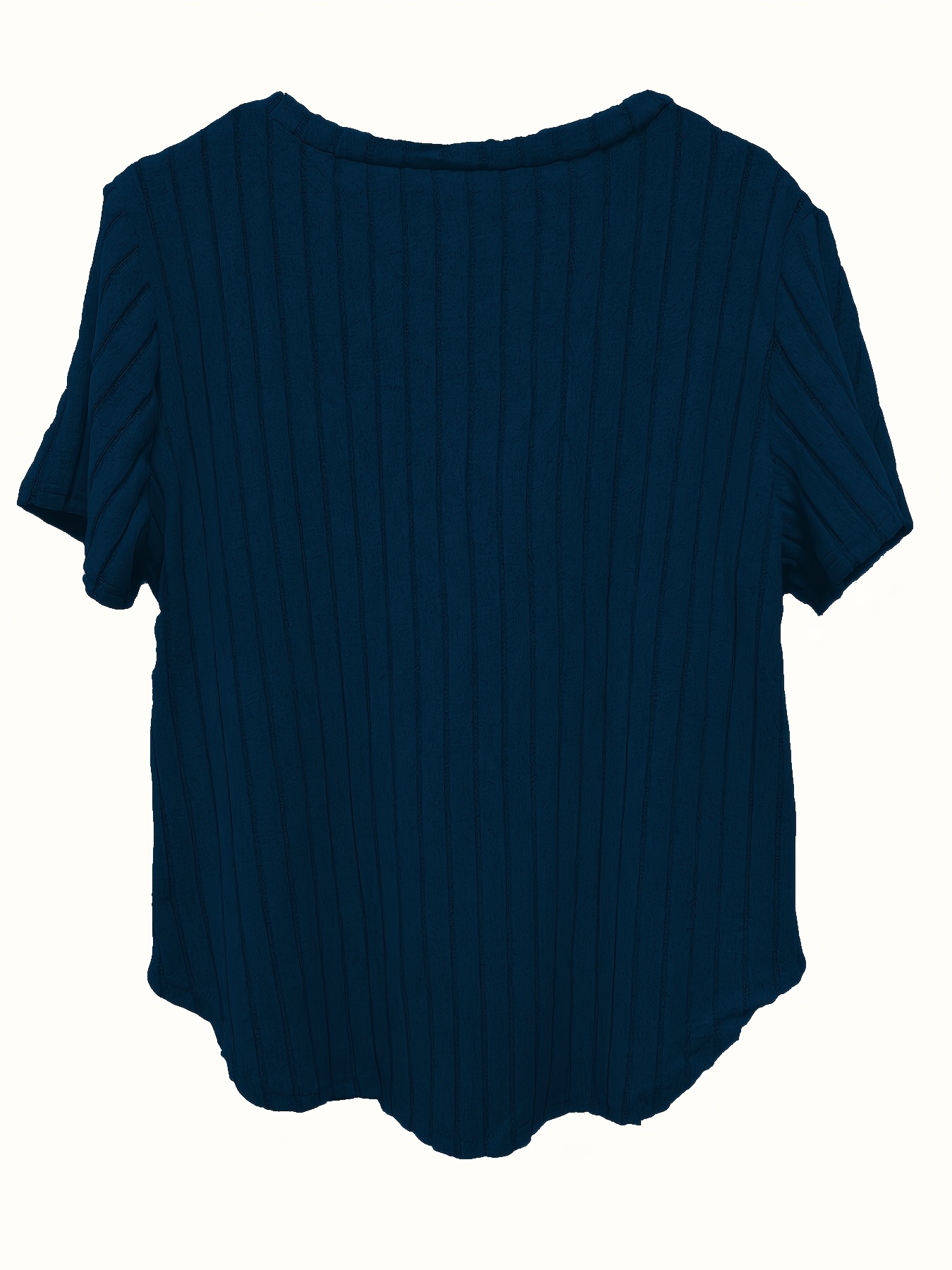 Plus Size V-Neck Casual Elegant Women's Top - Stretchy Fabric, Machine Washable, All-Season Versatile Blouse for Everyday & Formal Wear, Ribbed Texture, Medium Elasticity