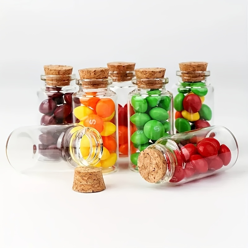 50pcs, Transparent Glass Candy Bottles With Corks - Suitable For Weddings, Gender Reveals And Birthday Party Favors - Includes Labels And Rope Christmas Halloween