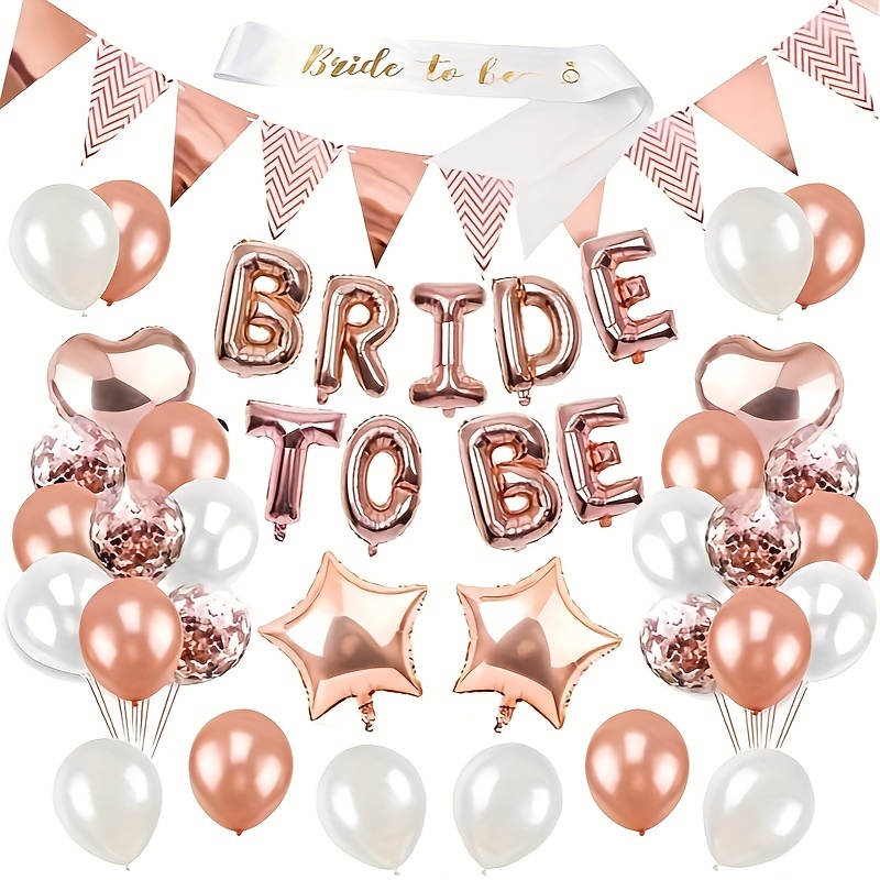 

Bachelorette Party Decoration Bride To Be Rose Golden Letter Sequin Balloon Set Decoration