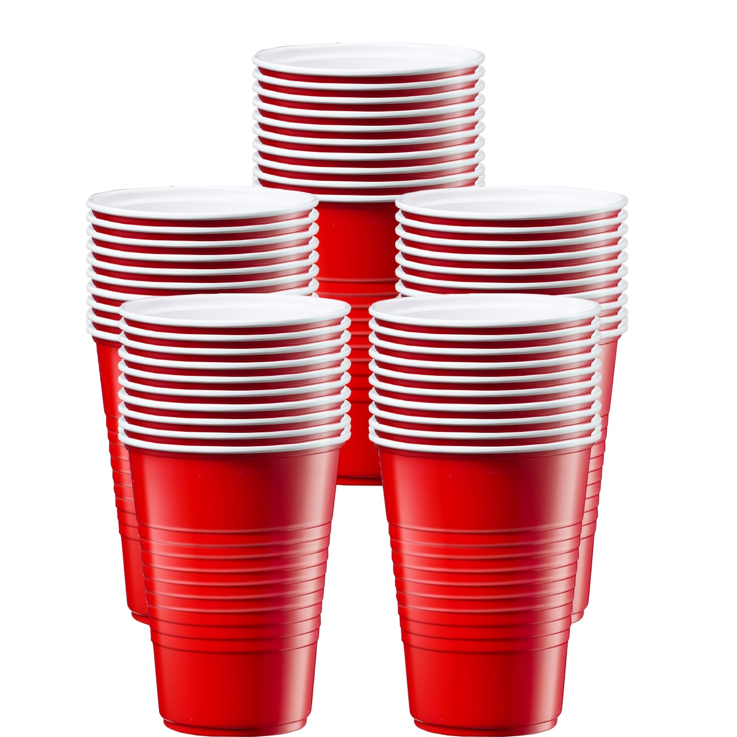 50/10pcs Party Cups, Red 12oz Disposable Plastic Cups, Suitable For Birthday Parties, Bachelorette Camping, Indoor Outdoor Events, Beverages, Water Cups