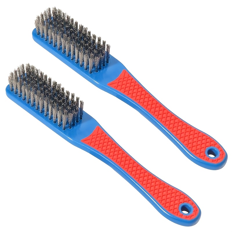 Image of 2pcs Steel Wire Brushes, Steel Wire Brushes For Metal Rust Cleaning, Rust, Volatile Residue, Dirt And Paint Scrubbing, Deep Cleaning
