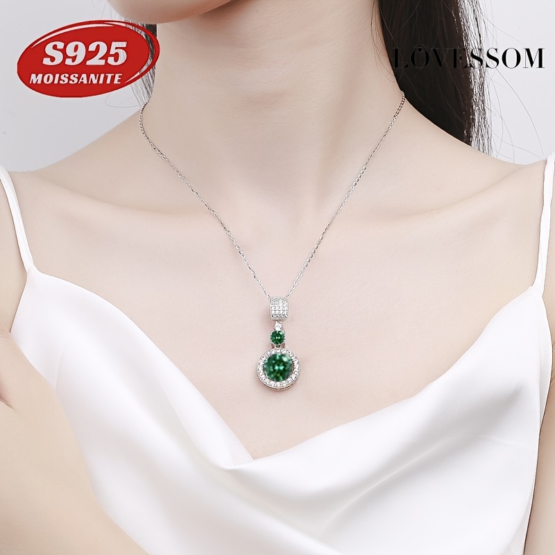 

Elegant 6 Carat Green Moissanite Pendant Necklace In 925 Sterling Silvery - Perfect For Daily Wear, Parties & Gifts With Gift Box