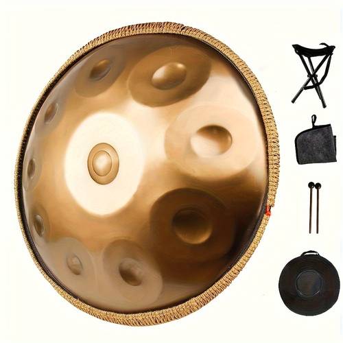 432hz 440hz handpan drum 10 note d minor 22 inch tambor meditation instrument for adults yoga music drum for beginner sound healing tongue drum gift with soft hand pan bag dust free cloth durable mallets handpan stand sound stickers