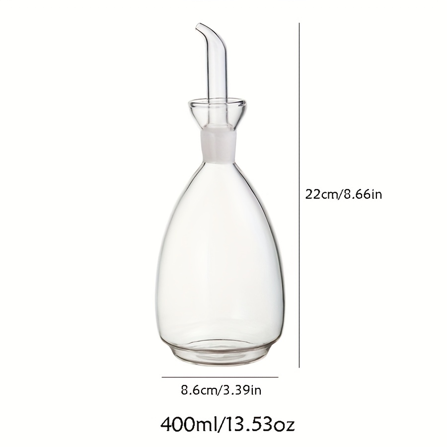 E-shop birnenförmige, hitzebeständige Ölflasche aus Borosilikatglas mit Einzeldüse, Olivenöl-Spender, Soße-Essig-Ölflasche, auslaufsicher,