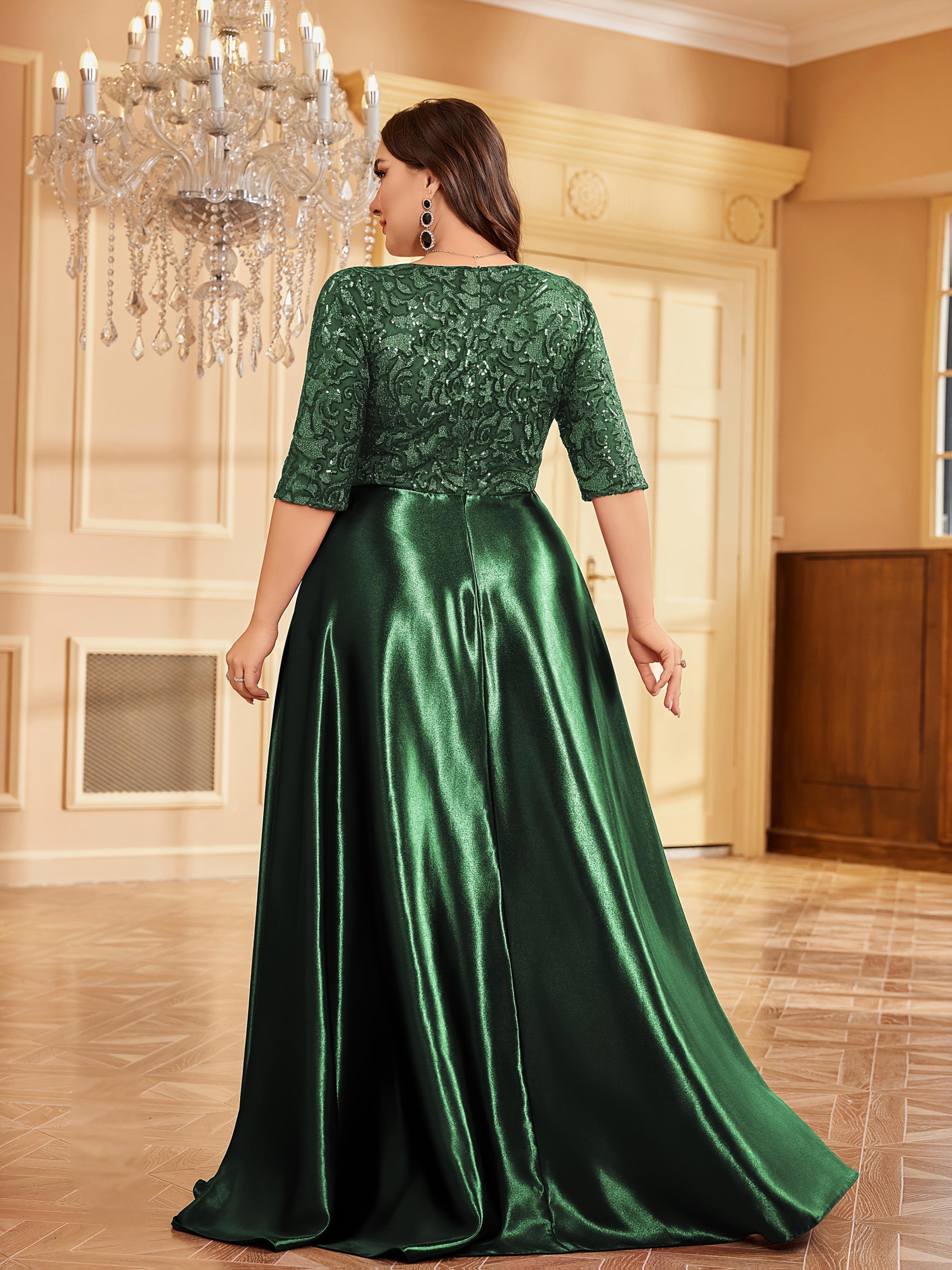 a solid color long dress women featuring a sleeve design - Temu