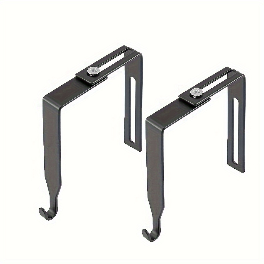 Image of 2pcs Heavy Duty Adjustable Door Hooks - Premium Metal Material For 3.51cm To 8.89cm Door Panels - Perfect For Clothing, Towels, Hats, Coats - Durable Home, School Storage