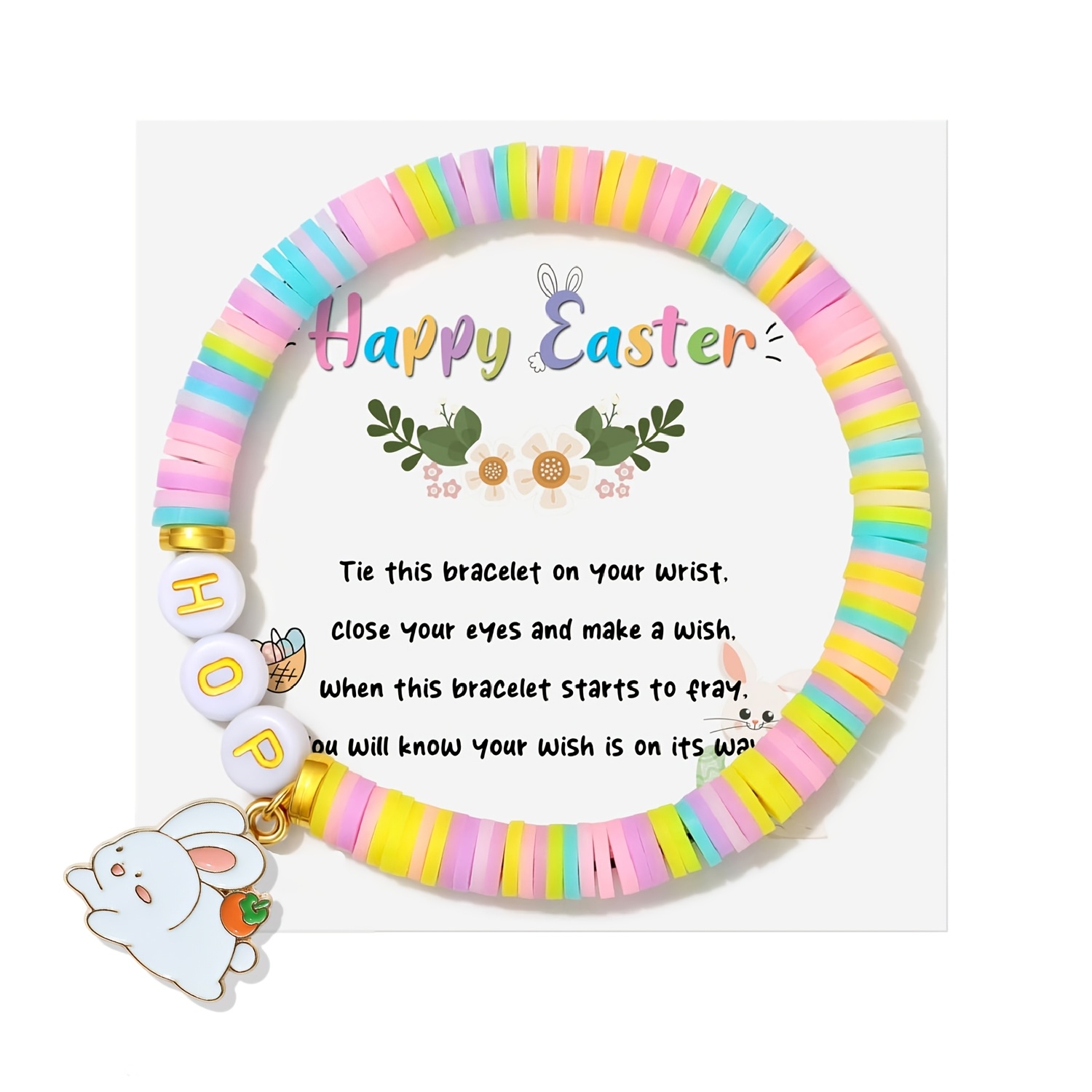 Easter Bunny Polymer Clay Bracelet, Cute Gift