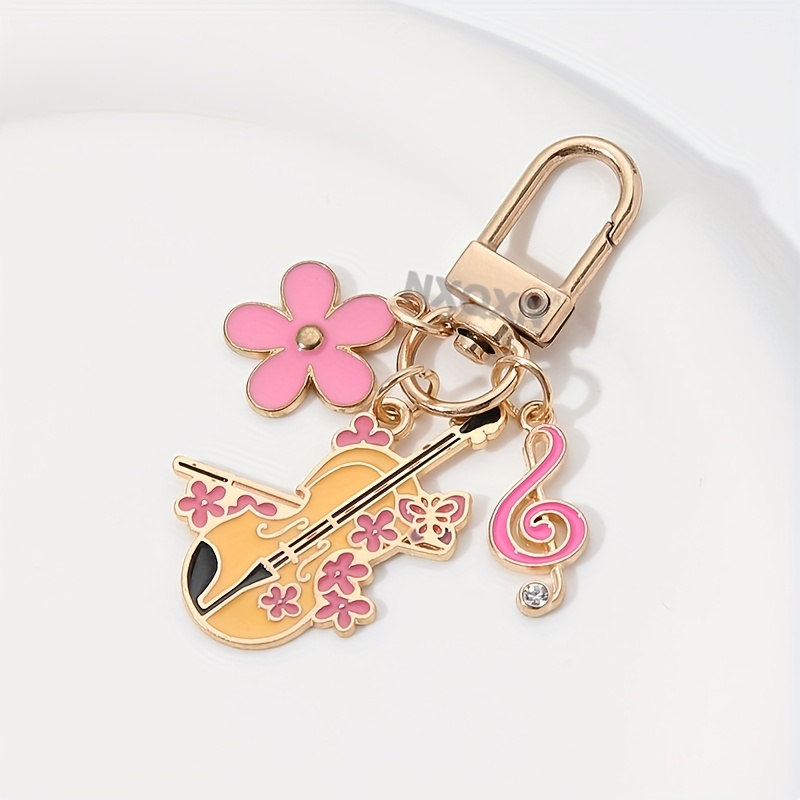 A Beautiful And Violin Note Alloy Keychain From The , A Sweet And Cute Headphone Decoration Gift For Musician Who