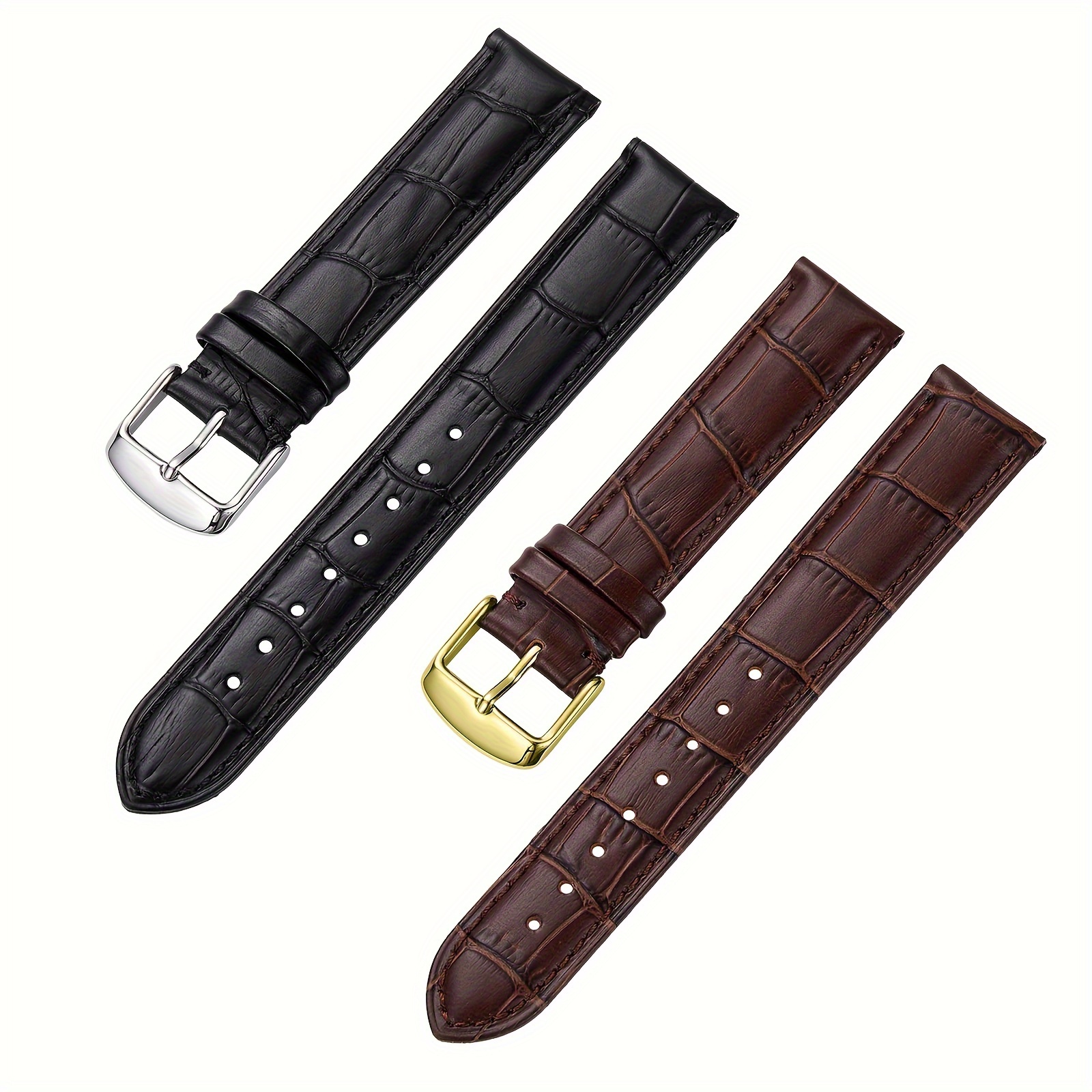 

Genuine Leather Cowhide Straps 16mm 18mm 20mm 22mm 24mm, Stainless Steel Buckle Bracelet For Men Women, Ideal Choice For Gifts
