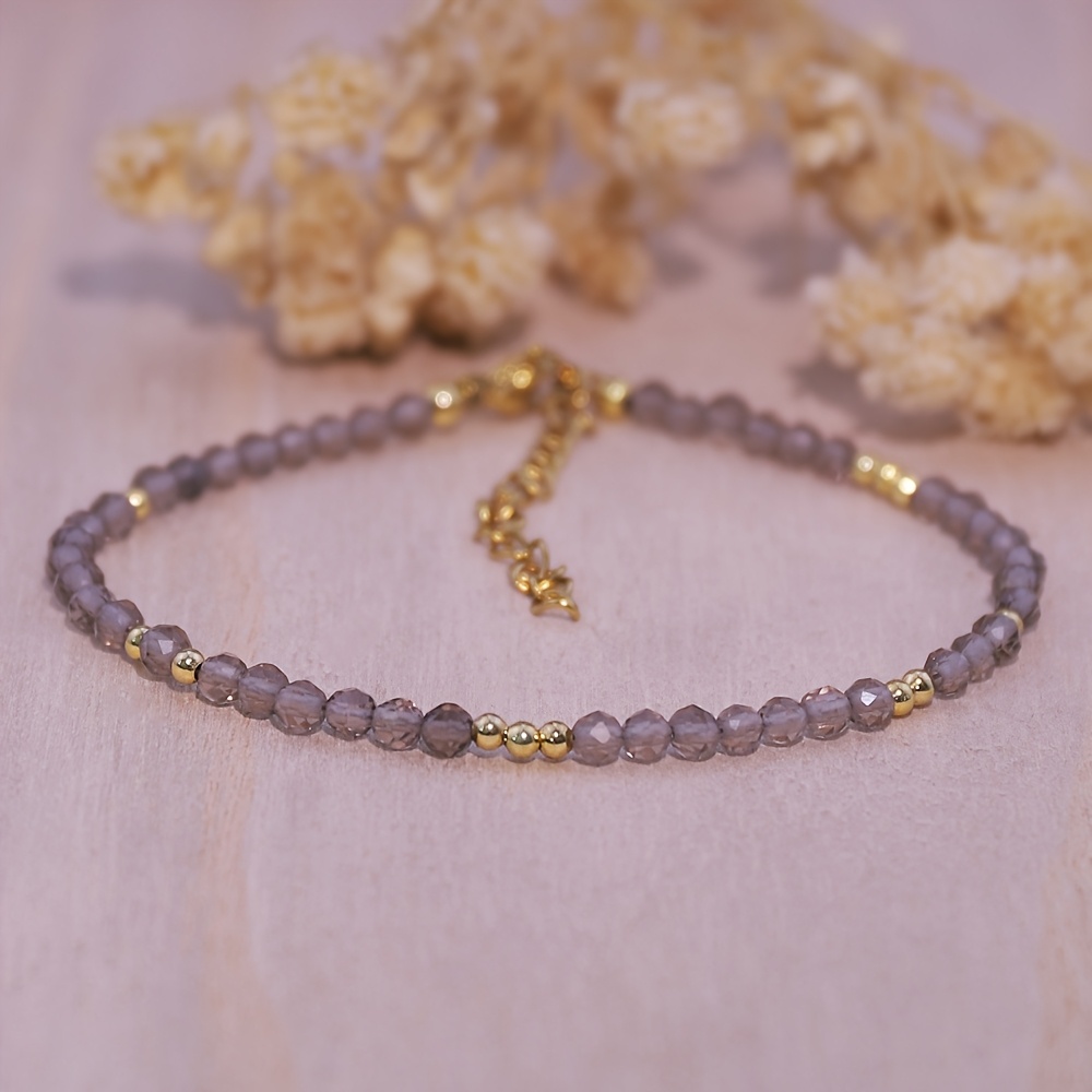Image of Natural Stone 3mm Smoky Quartz Natural Bracelet: For Career And Better Connections, Great Gift Option