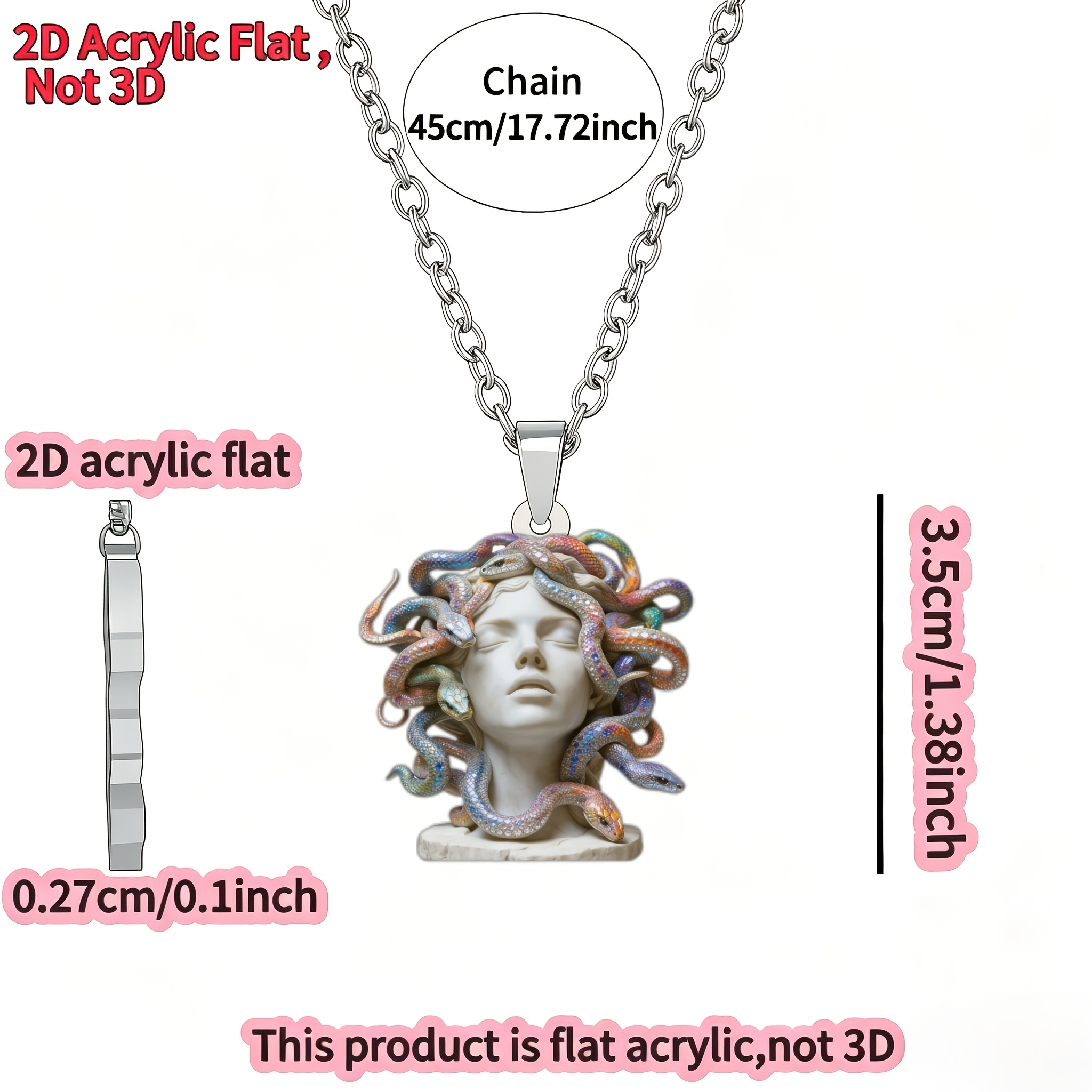2D Flat Medusa Pattern DIY Pendant Necklace