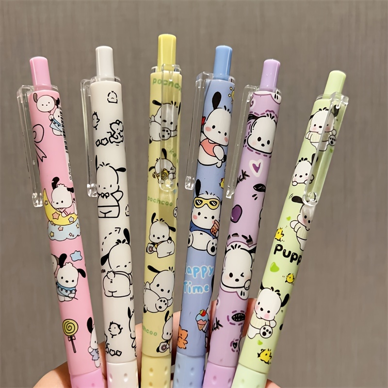 

kawaii" 6-piece Sanrio Kuromi Black Gel Pens - Smooth Writing For Office & School, Cute Gift Set