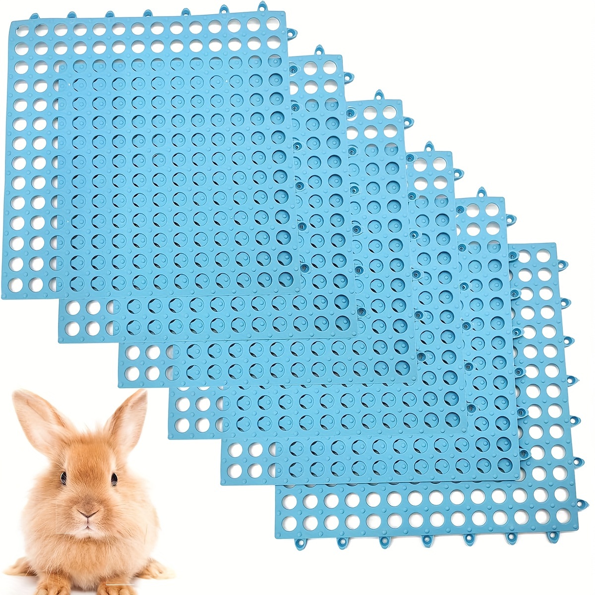 

6pcs Rabbit Cage Mat Floor With Hole Plastic Rabbit Rest Mat, Suitable For Guinea Pigs, Dragons, Cats, And Small Animals