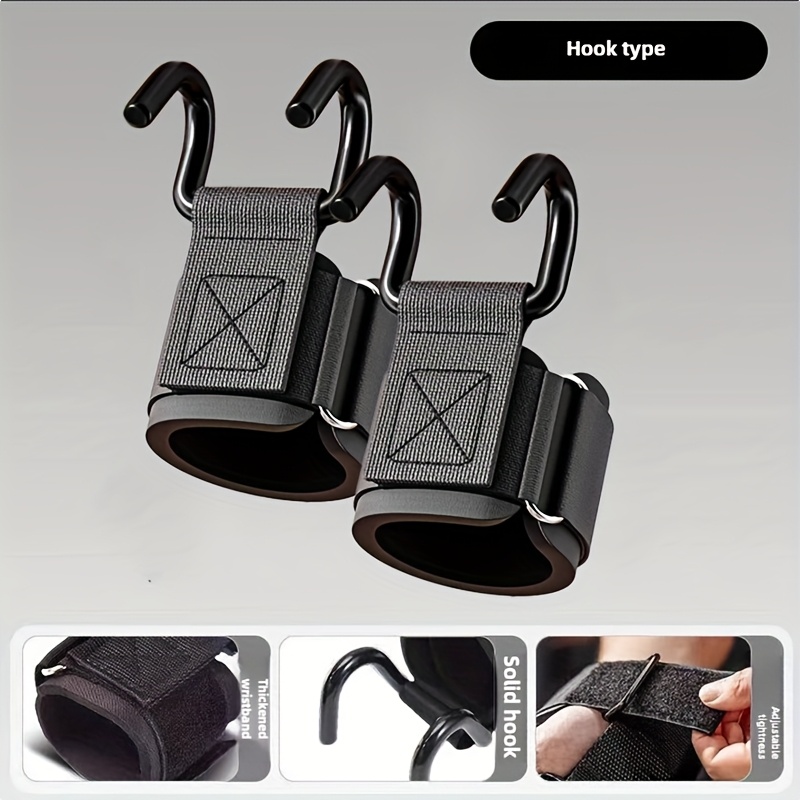 TEMU Lingpeng 2pcs Weightlifting Hooks (pair), Anti-slip Rubber Coated Grip, Lift Barbell, Dead Buckle Chin Pulling Force Increase Fitness Strength