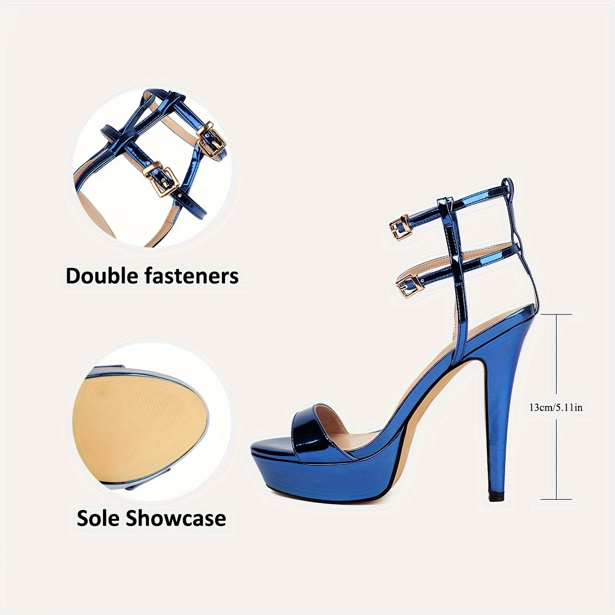 Women's Platform Super High Heels, Peep Toe Ankle Strap Stiletto Sandals,  Fashion Party Model Show Shoes