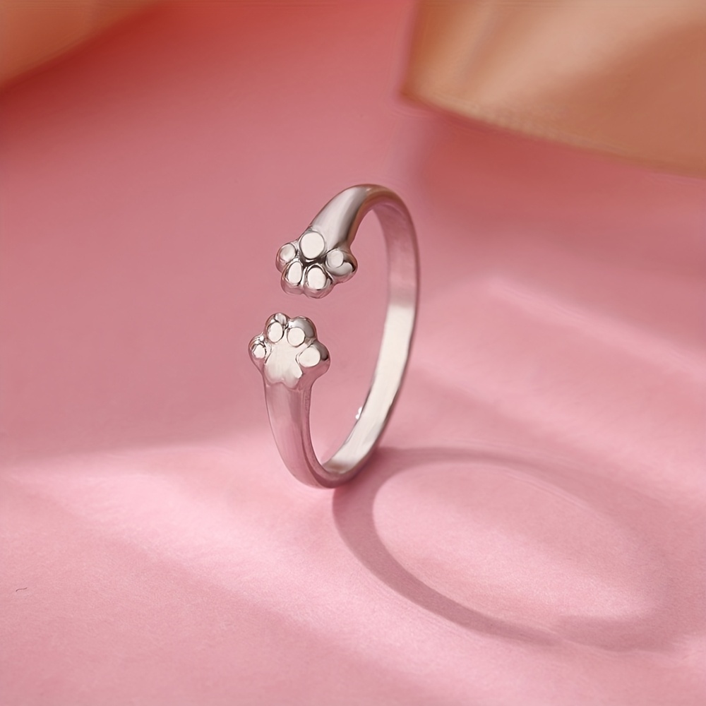 TEMU 1 Stainless Steel Print Ring, Simple And Cute, Suitable For Daily Wear Or As A Holiday Gift