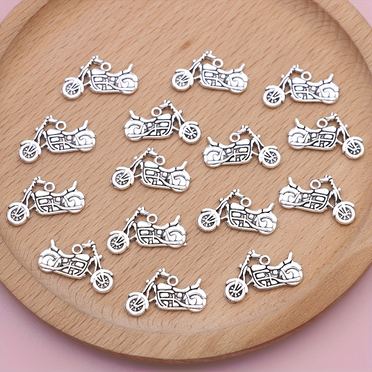 Image of 15pcs Silvery Motorbike Charms Motorcycle Pendants For Jewelry Making Handmade Necklace Earrings Key Chain Additions