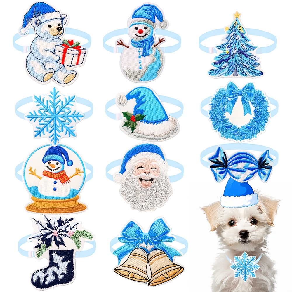 15pcs Winter & Christmas Dog Bowties For Small Dogs & Puppies - Adjustable Snap Button Neck Ties With Winter & Christmas Colors (,,) - Press Bow Tie Collars For Grooming Decorations, Durable For