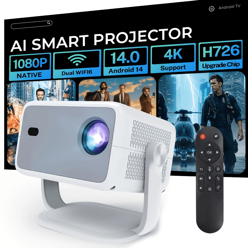 Smart Portable Projector with 4K Video Decoding