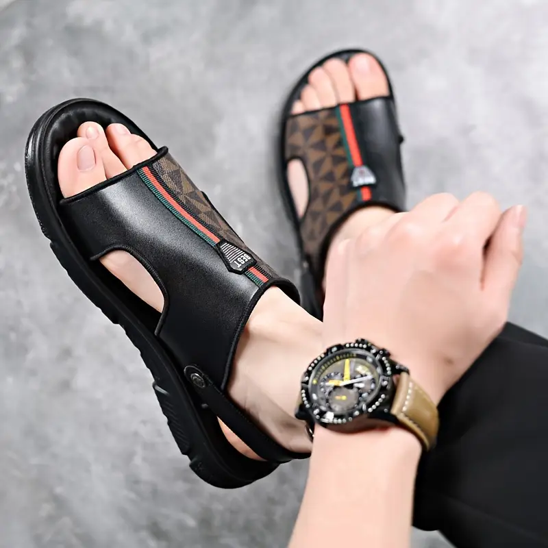 mens vintage open toe breathable sandals comfy non slip durable casual beach water shoes for mens outdoor activities details 1