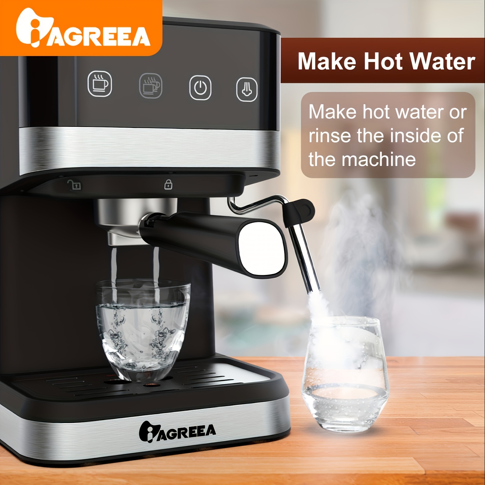  GAOF Máquina de café con espumador de leche, cafetera de grano  a taza, máquina de espresso semiautomática para el hogar, máquina de  espresso integrada : Hogar y Cocina